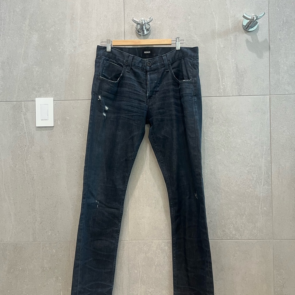Hudson Jeans Men's Slim Black Wash Denim with Faded Detail